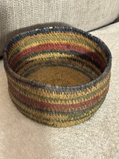 Estate VTG Antique African basket Bowl tight weave Multiple Colors Striped NR