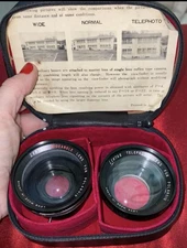 Lentar Polaroid Lens lot wide angel & telephoto orig case Tele-wide Finder Japan