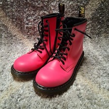 Doc Martens Girls Size 3 Hot Pink Combat Boots Zip-Up Side