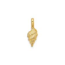 14k Yellow Gold Seashell Pendant Textured Nautical Charm Ocean Theme Summer Jewe