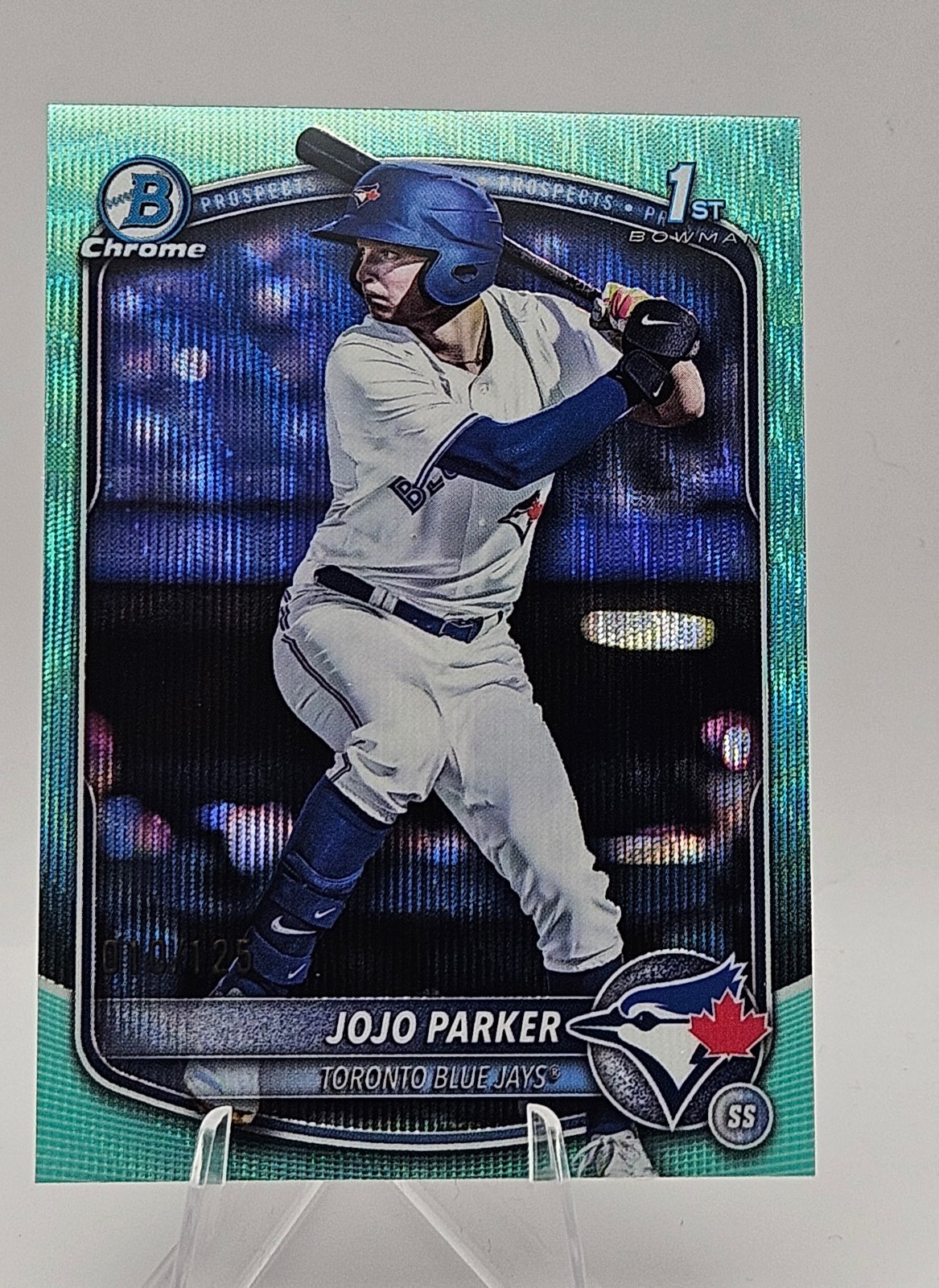 2025 Bowman Draft JoJo Parker Chrome Aqua Wave Refractor 1st #/125 Blue Jays