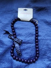 Eggplant Purple Beaded Necklace Girly Cute Fun 19-22" Around New NWT