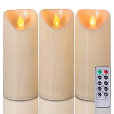 Homemory 3"x7" Outdoor Waterproof Flameless Candles with Timers and Remote Co...