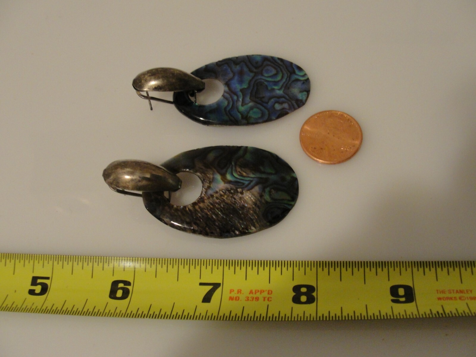 vintage abalone shell drop dangle earrings door k… - image 8