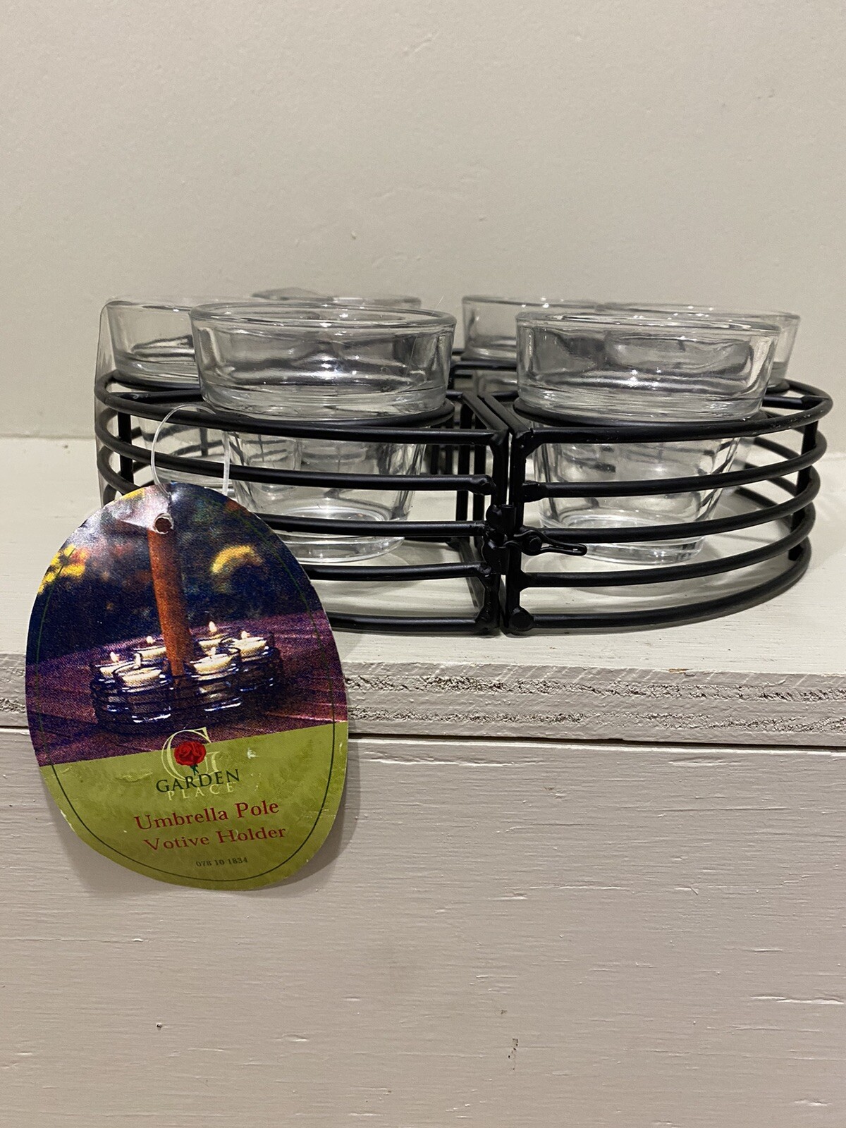 New Metal Circular Votive Candle Holder for Patio Umbrellas Outside Decor