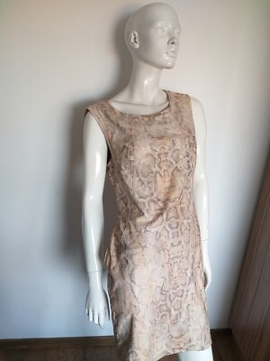 AIRFIELD beige sleeveless animal print dress size 38 / M