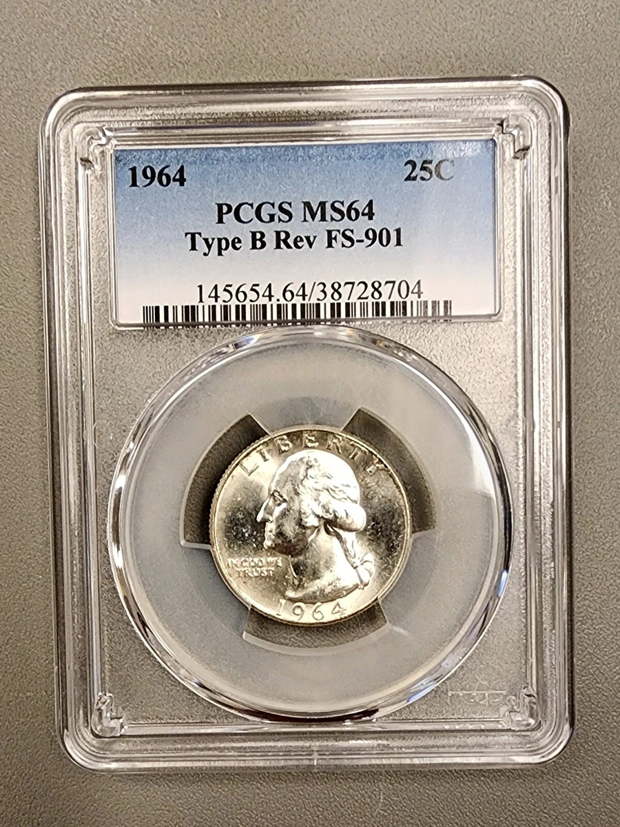 PCGS Certified MS 64 Graded 1964 Washington Quarters (1932-1998