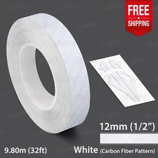 CARBON FIBER WHITE 1/2" 12mm PIN STRIPE Car Striping TAPE Decal Vinyl Sticker