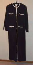 Vintage Evelyn Pearson Long Navy Velour Lounge Robe Med