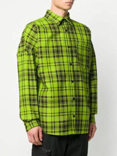 Palm Angels Logo Overshirt 44 XS Mens Green & White Plaid Check NWT - Picture 14 of 15