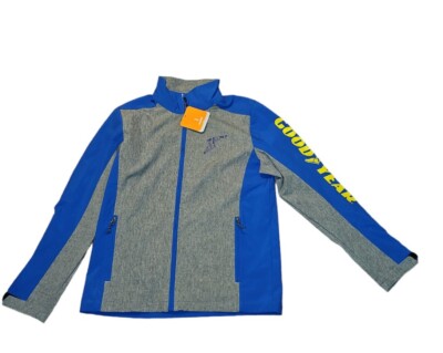 Goodyear Racing Jacket Mens Medium Elevate Vesper Blue Gray Softshell Zip Up New
