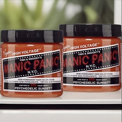 2x Psychedelic Sunset MANIC PANIC Semi Permanent Orange Red Hair Color Dye Cream