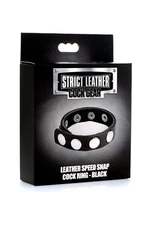 Strict Leather Cock Gear Leather Speed Snap Cock Ring Black - Adj Penis Ring