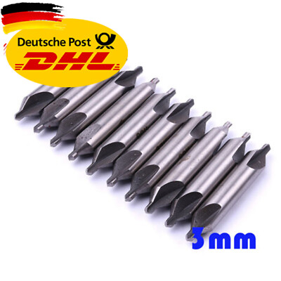 10tlg HSS Center Drill Bit 3mm Kombiniert 60° Kegelsenker Zentrierbohrer Senker