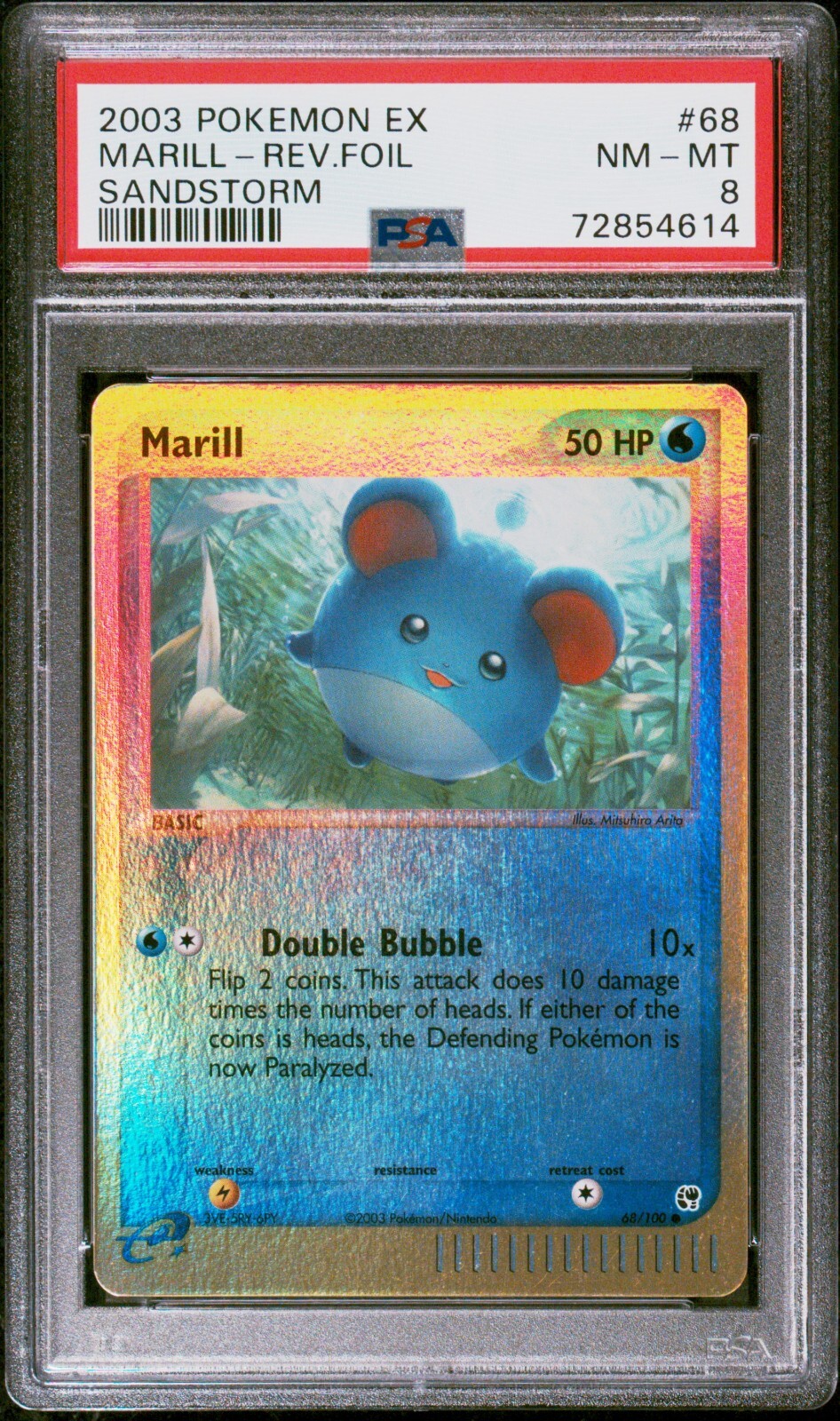 Pokemon Card Marill 68/100 Reverse Holo EX Sandstorm PSA 8 NM-MT