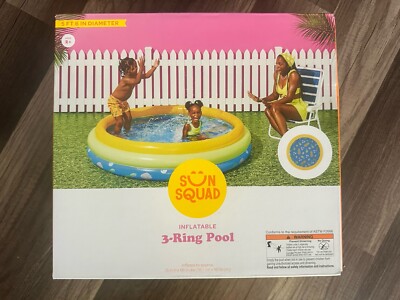 Sun Squad Inflatable 3 Ring Pool 5 6  Diameter Brand New