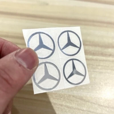 4 x Mercedes Benz Stern Logo Aufkleber Metall Stickers Schlüssel Spiegel Konsole - Bild 1 von 2