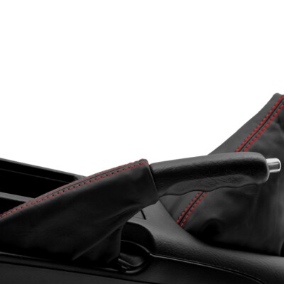 E Brake Boot PVC Leather for Honda Prelude 97-01 Black Red Stitch