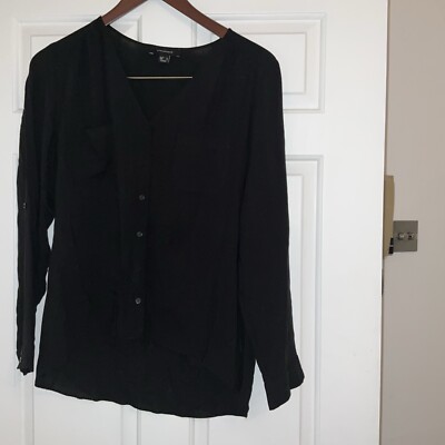 Chemise Femme Atmosphere Manches Longues Col V - Taille 10 Marron Rayée - Viscose - Occasion Très Bon état