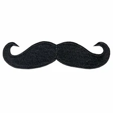 Handlebar Mustache Motif Emoji Iron On Embroidered Applique Patch
