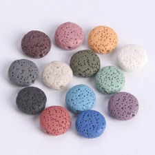 10pcs Lava Stone 13mm Flat Round Coin Shape Loose Craft Beads For Jewelry Making