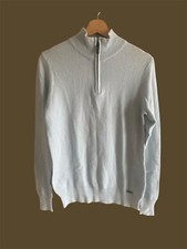 Kangol Men Pullover Size S/P Top Pale Blue 1/4 Zip Mock Neck Cotton Casual Ski