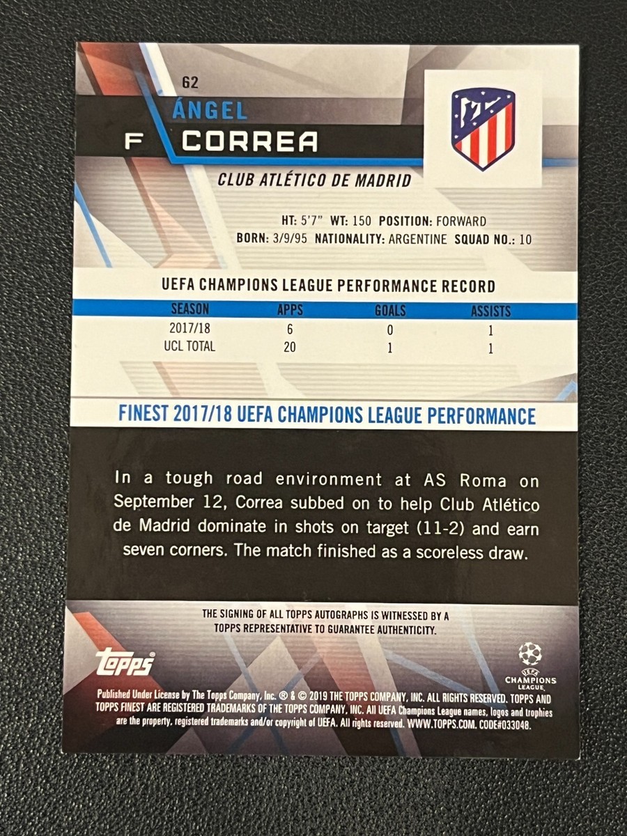 スポーツ選手 2018-19 topps Finest ANGEL CORREA Angel Correa 2018-19 Topps Finest Auto Orange Refractor /25