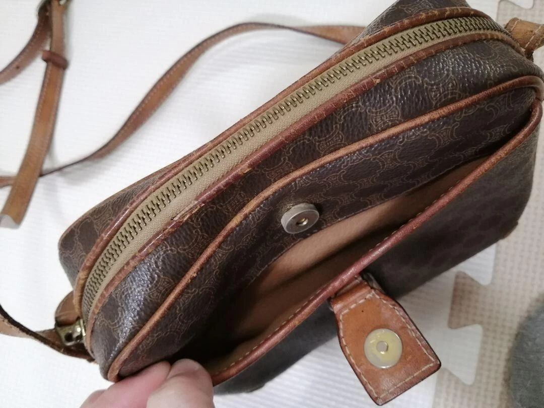 Borsa a tracolla CELINE Macadam Triomphe PVC pelle vintage USATA originale #S2068