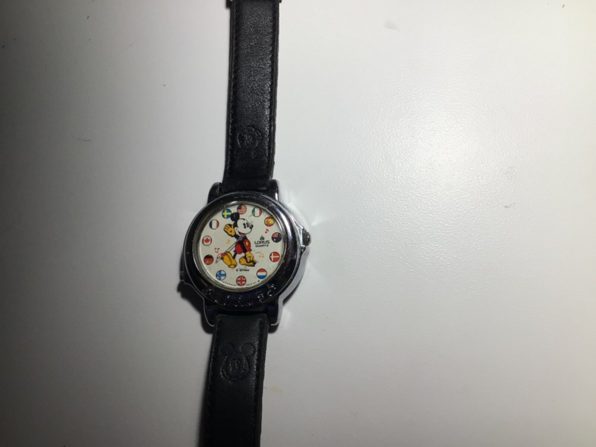 ディズニー。レドラ。 VTG Disney Mickey Mouse Lorus Musical World Flags Watch | eBay