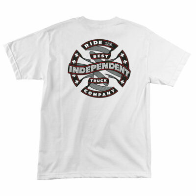 Independent Trucks RIBBON CROSS Skateboard T Shirt WHITE | eBay