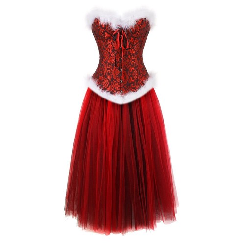 Sexy Weihnachtsparty Miss Santa Kostüm Korsett baskische Dessous Bustier Rock Set - Bild 16 von 52