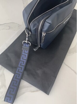 Versace Parfums Dark Blue Dopp Kit Toiletry Bag With Dust Bag for