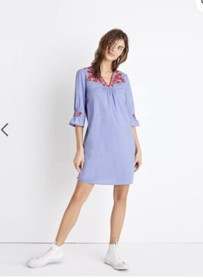 Madewell Embroidered Breeze Dress Blue Size XS Women's | eBay Madewell Embroidered Breeze Dress Blue Size XS Women's | eBay