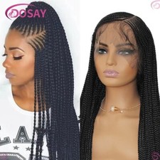 Synthetic Box Side Part Braided Wigs For Black Women Cornrow Braids Lace Wigs