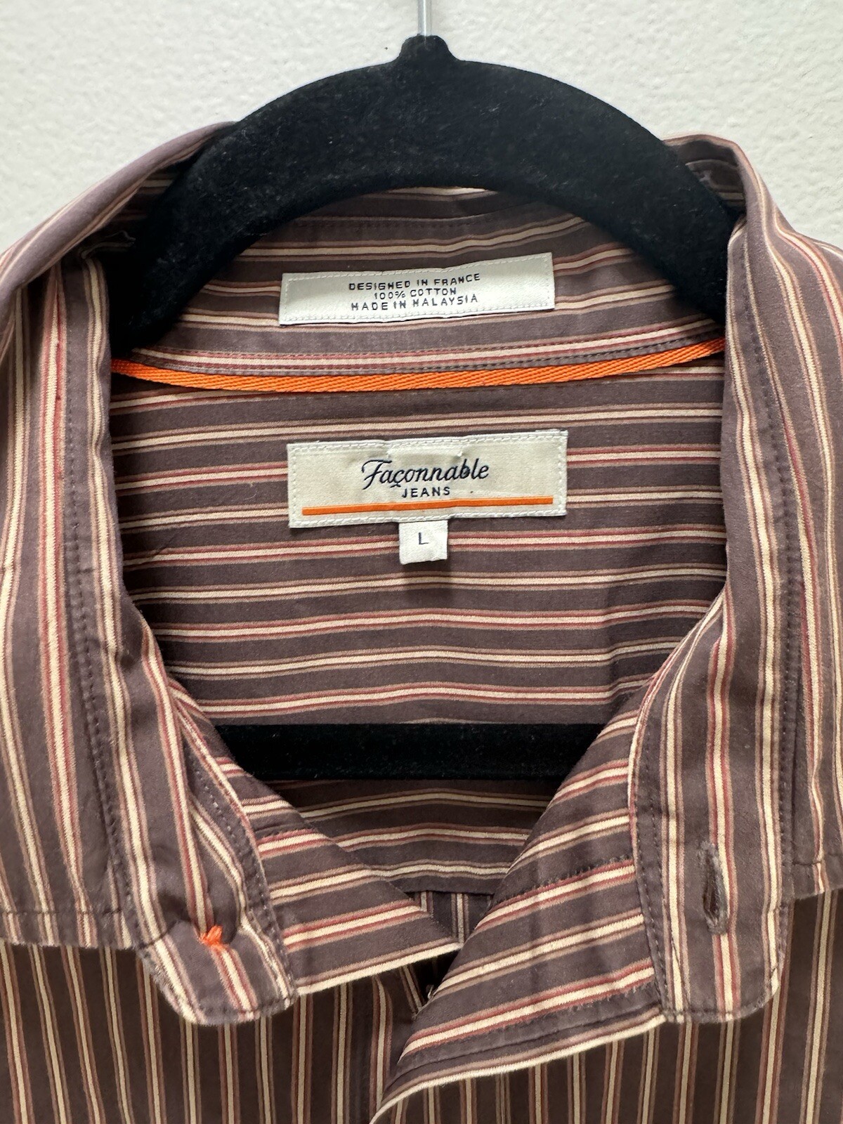 faconnable Jeans men Button Down Brown Stripe shi… - image 5