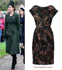 Great Plains Cezanne Pleat Pine Needle Green Dress L UK 14 42 ASO Royal POW DOC