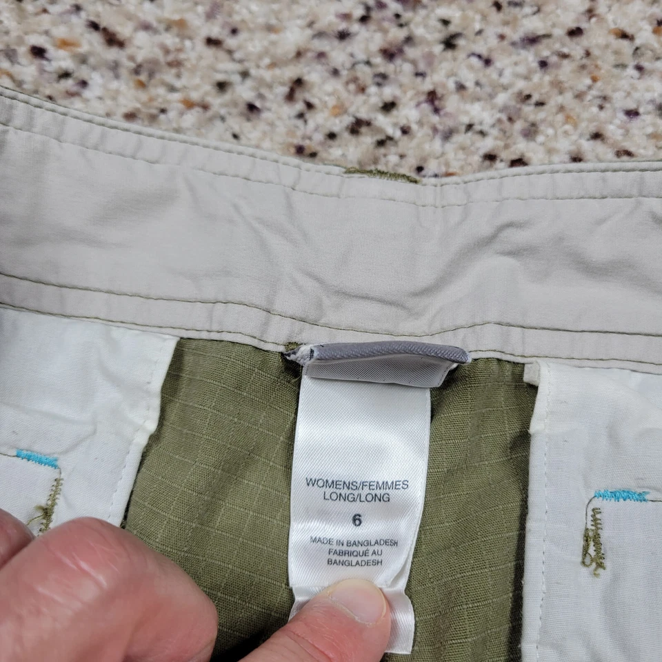 Pantalones Cortos North Face Para Mujer 6 Largos Verde Carga Desgarro Aire Libre Senderismo Distress * Foto 4 de 4