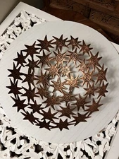 Tobin James Antique Copper Finish Footed Bowl Open Metal Work Stars