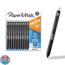 Paper Mate InkJoy Black Gel Pens Medium Point 0.7 mm Comfort Grip 10 Count