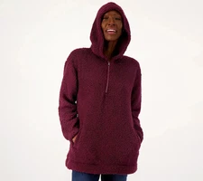 NEW Koolaburra by UGG Brushed Back Sherpa Hoodie Pullover - Size XL-Fig/Burgundy