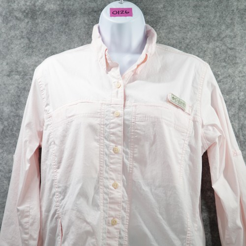 Columbia Shirt Womens Small Pink Long Sleeve Vented Fishing Hiking Button Front