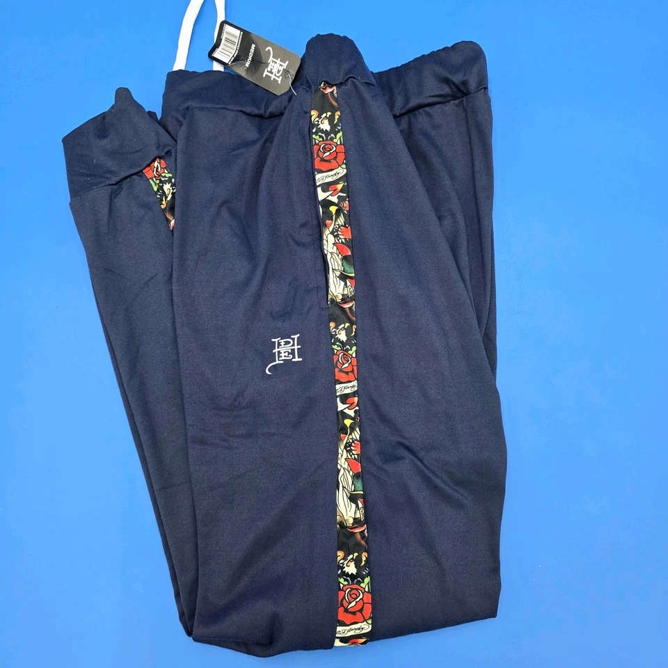 Ed Hardy Para Hombres Talla Mediana Azul Marino Prendas para Dormir Salón Joggers Pantalones Rosas Águilas NUEVO Foto 4 de 4