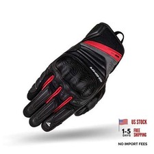 Rush Motorcycle Gloves Leather Textile Short Summer Biker Medium Red Men