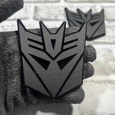 Fender Badges 2x Decepticon Transformer Mask Car Emblem Matte Black Badge Decal