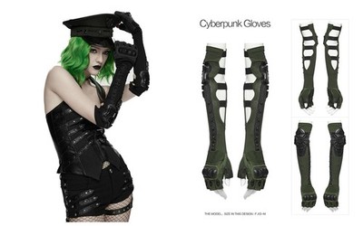Punk Rave Women Black Gothic Cyberpunk Cutout Fingerless Long Gloves