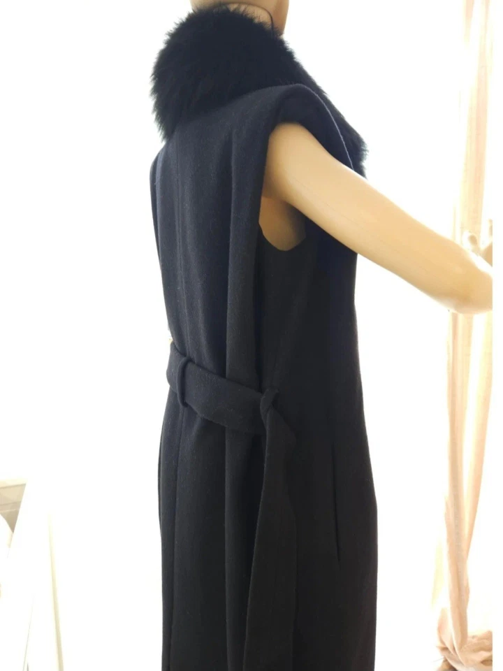Thomas Wylde Raro Vintage Versátil Lana y Piel de Zorro Real Abrigo/Chaleco Largo Vestido Foto 3 de 4