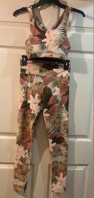 Old Navy Active Powersoft Leggings & Top Girls XL (14-16) Pink Green
