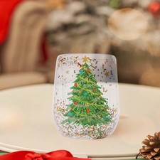 Glas-Kaffeetasse, Weihnachtsbaum-Tasse, 380 ml, doppellagige