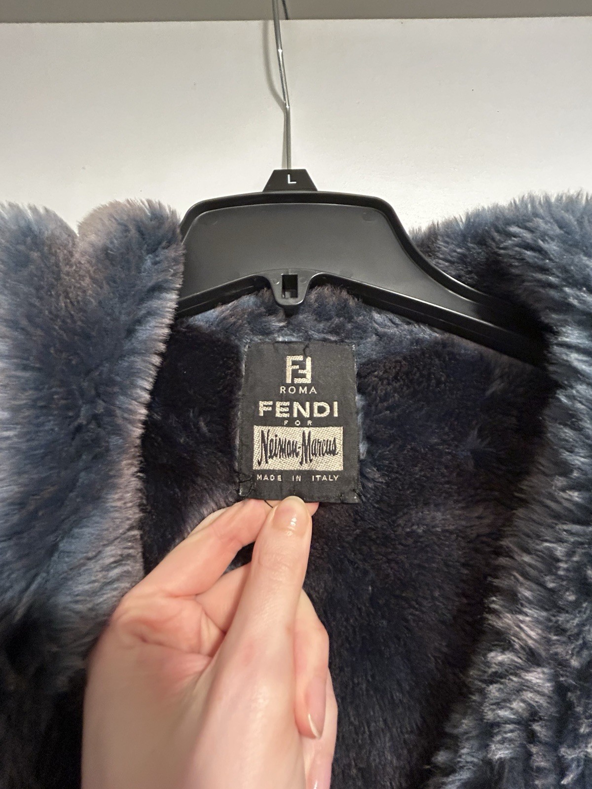 Fendi for Neiman Marcus Merino Lined Coat Tan/Teal Women's M-L image 2