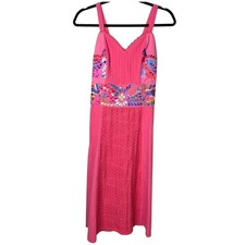 Boho Embroidered Dress Pink Peasant Cottagecore Hippie *SM See Measurements*
